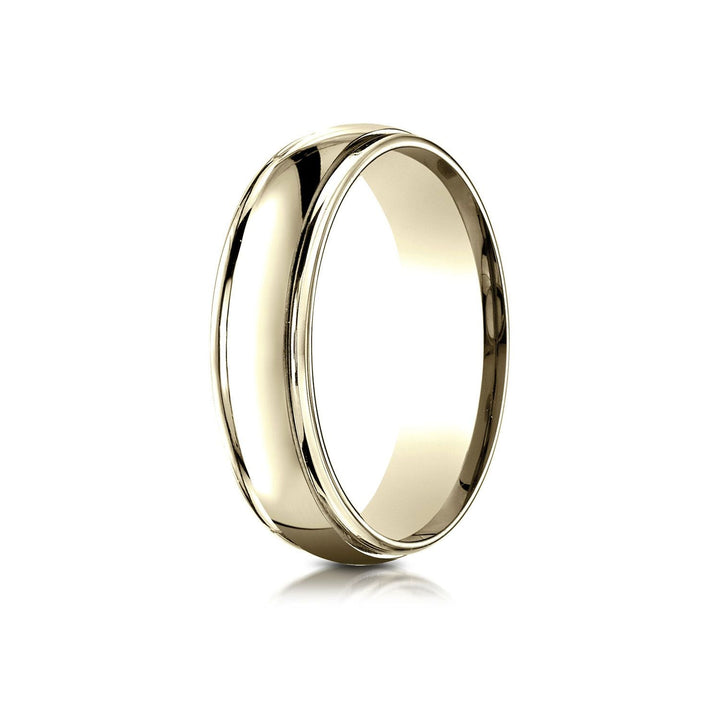 6mm High Polish Carved Wedding Band, in 14K Yellow Gold | RockHer