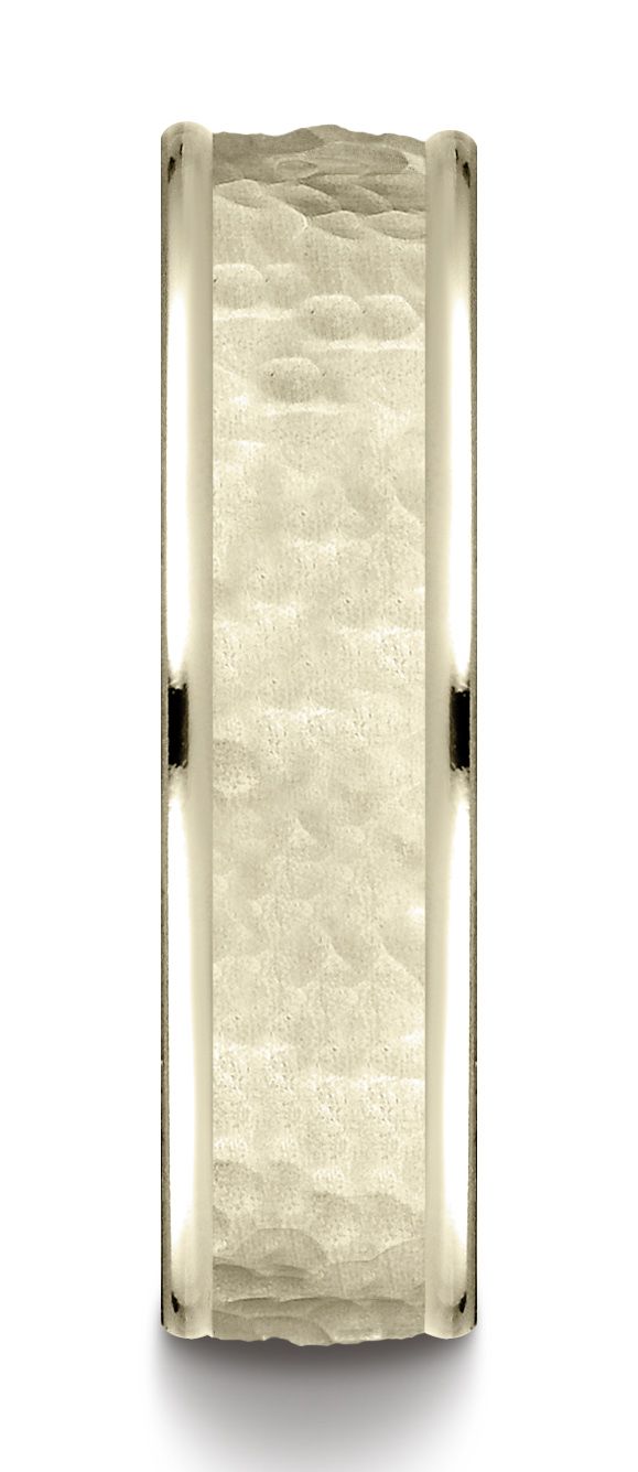 แหวนดีไซน์กลางแบบค้อน ขอบขัดเงาสูง 6 มม. ใส่สบาย ทองคำเหลือง 14k