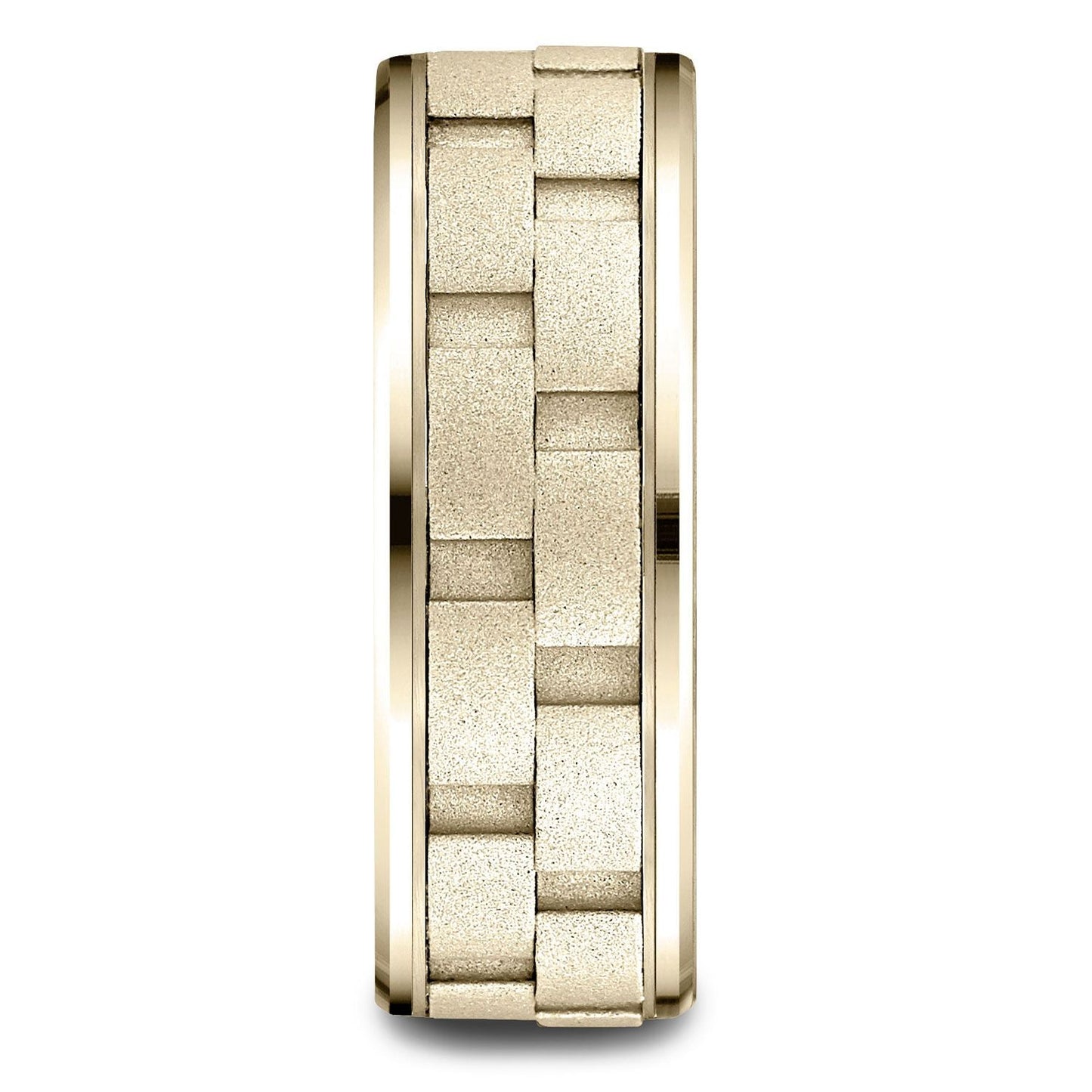 แหวนแบบลิงค์โซ่ดีไซน์ขัดทรายผิวซาติน ขนาด 8 มม. ทำจากทองคำ 14 กะรัต สีทองเหลือง