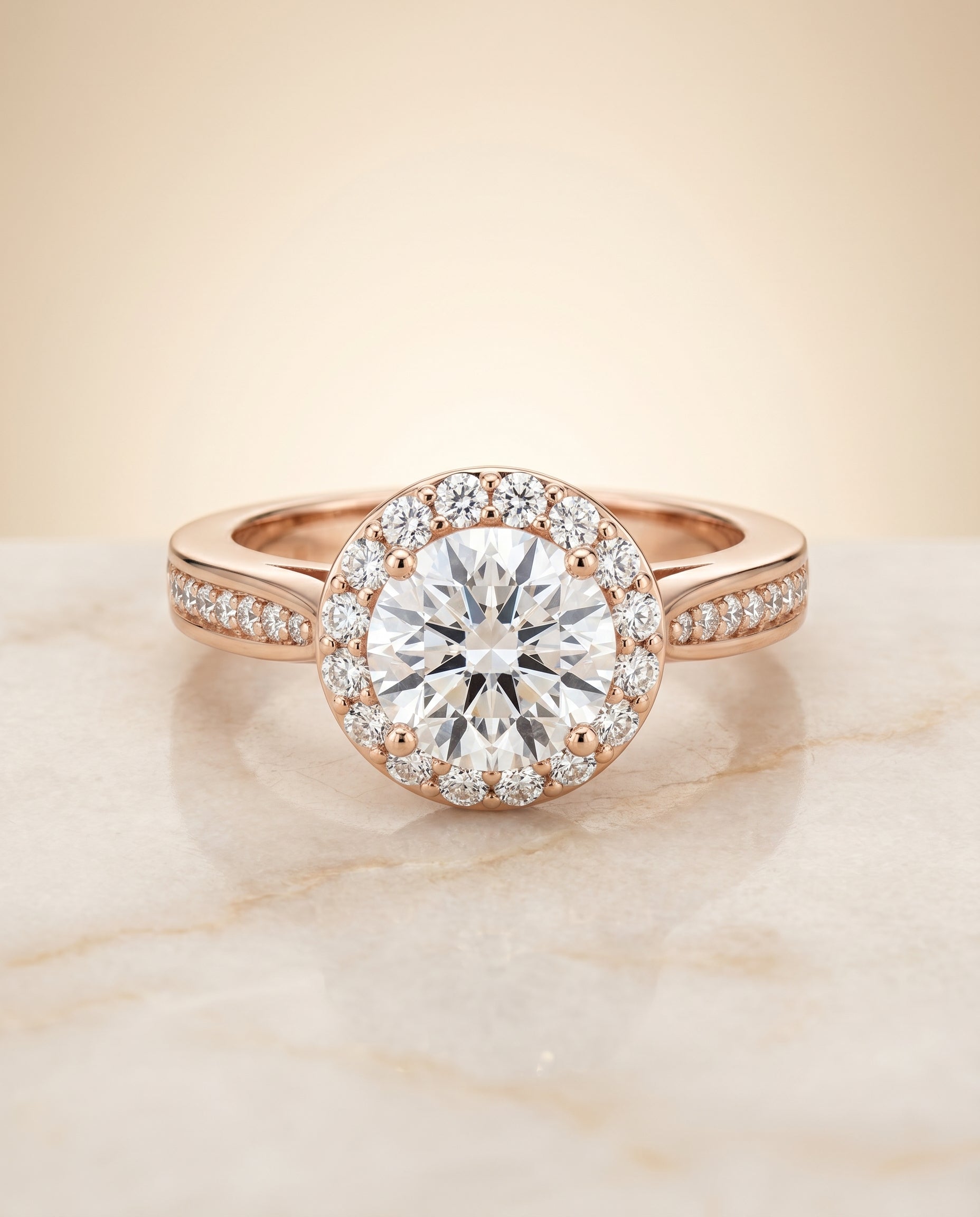 Aria Select Channel Row Pave Halo in 14K Rose Gold – view 1