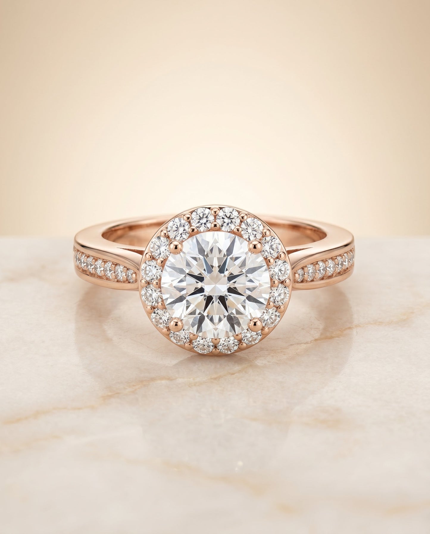 Aria Select Channel Row Pave Halo in 14K Rose Gold – view 1