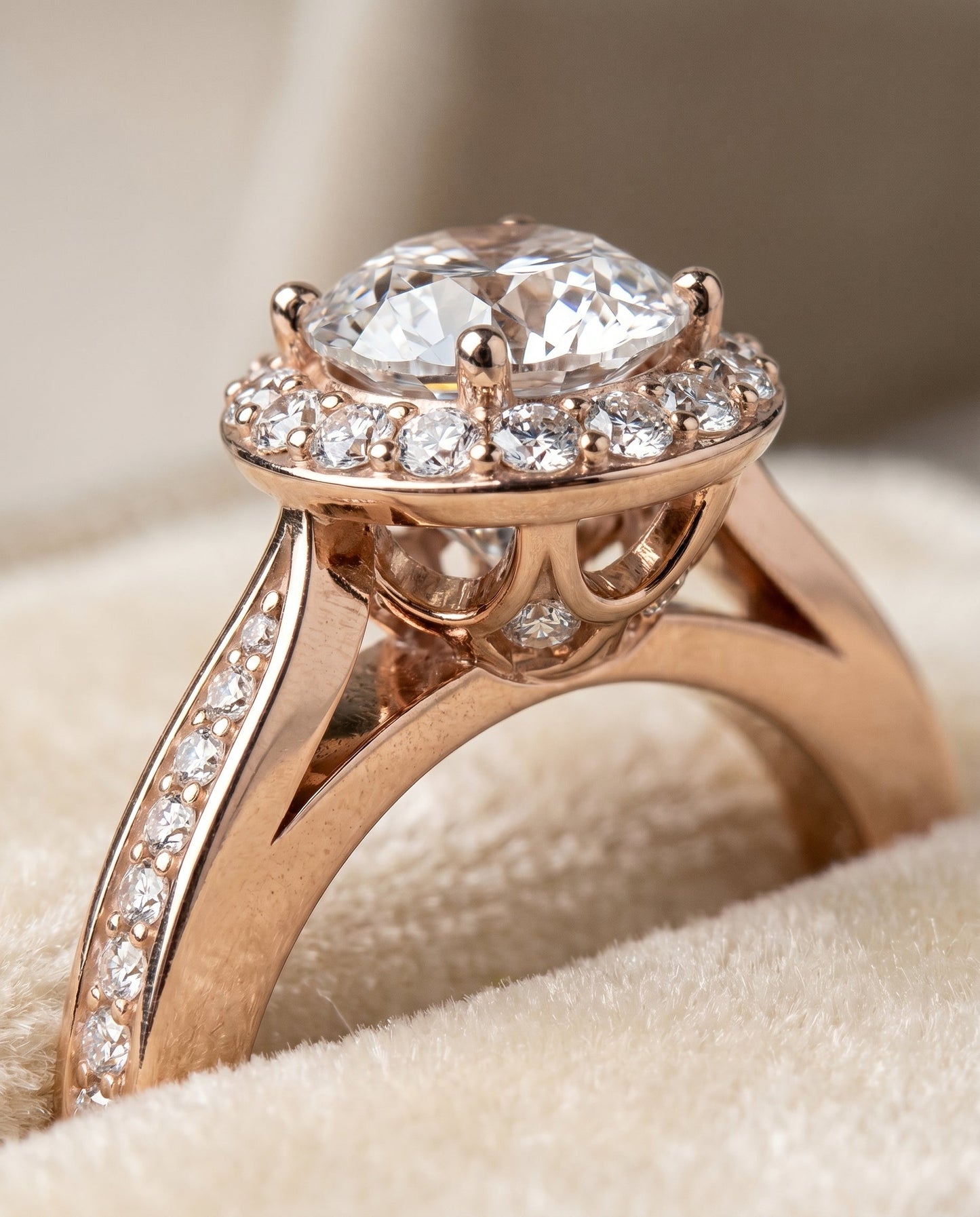 Aria Select Channel Row Pave Halo in 14K Rose Gold – view 4