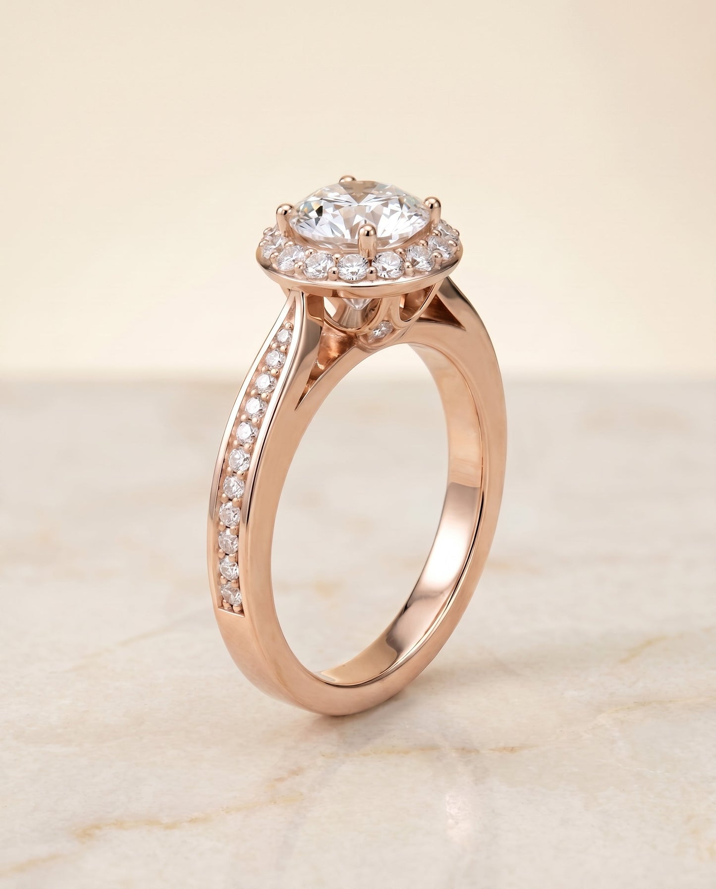Aria Select Channel Row Pave Halo in 14K Rose Gold – view 2