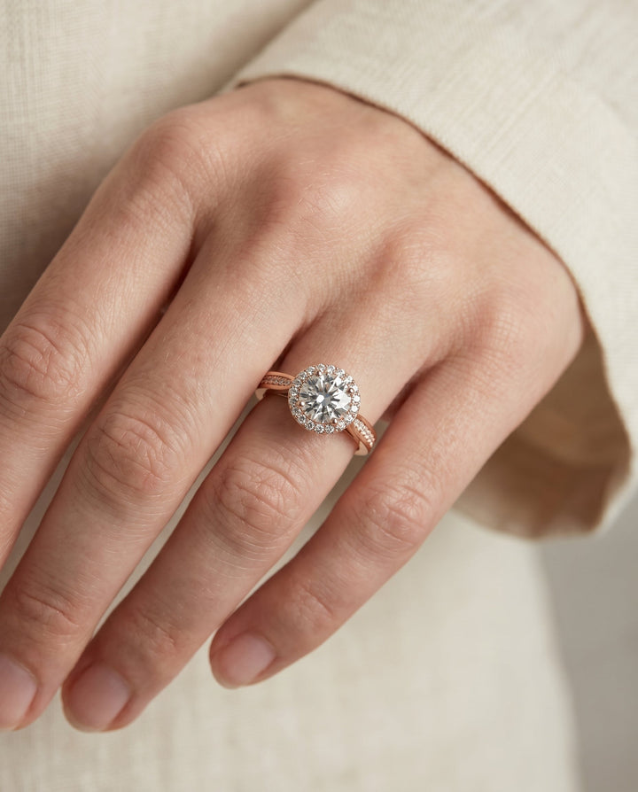 Aria Select Channel Row Pave Halo in 14K Rose Gold – view 3