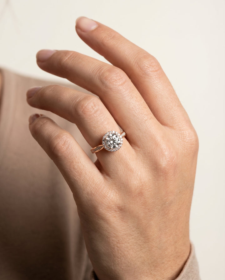 Aria Select Channel Row Pave Halo in 14K Rose Gold – view 5