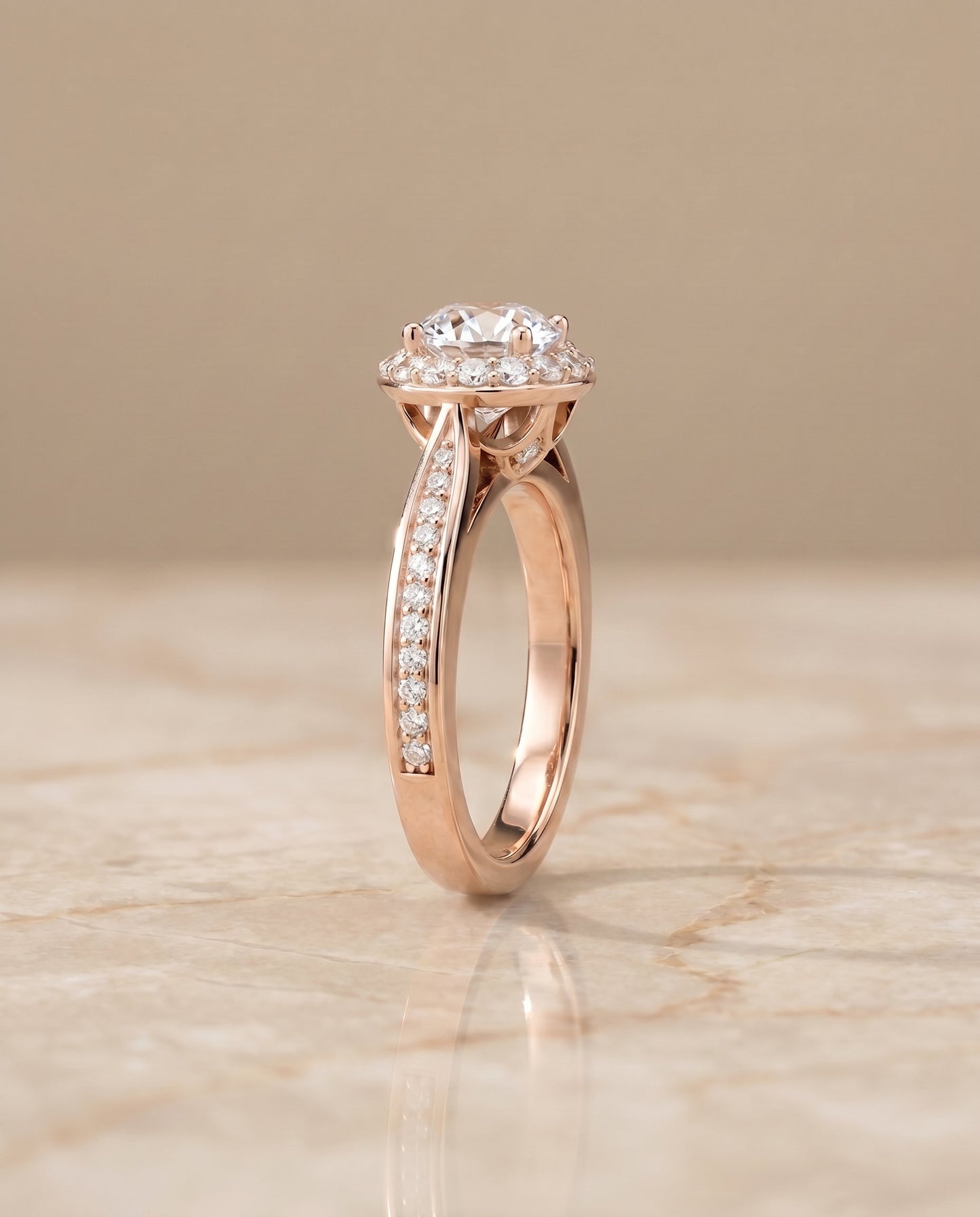 Aria Select Channel Row Pave Halo in 14K Rose Gold – view 6