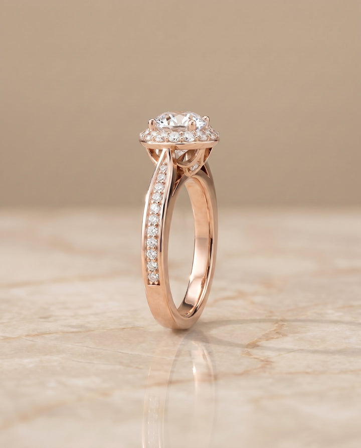 Aria Select Channel Row Pave Halo in 14K Rose Gold – view 6