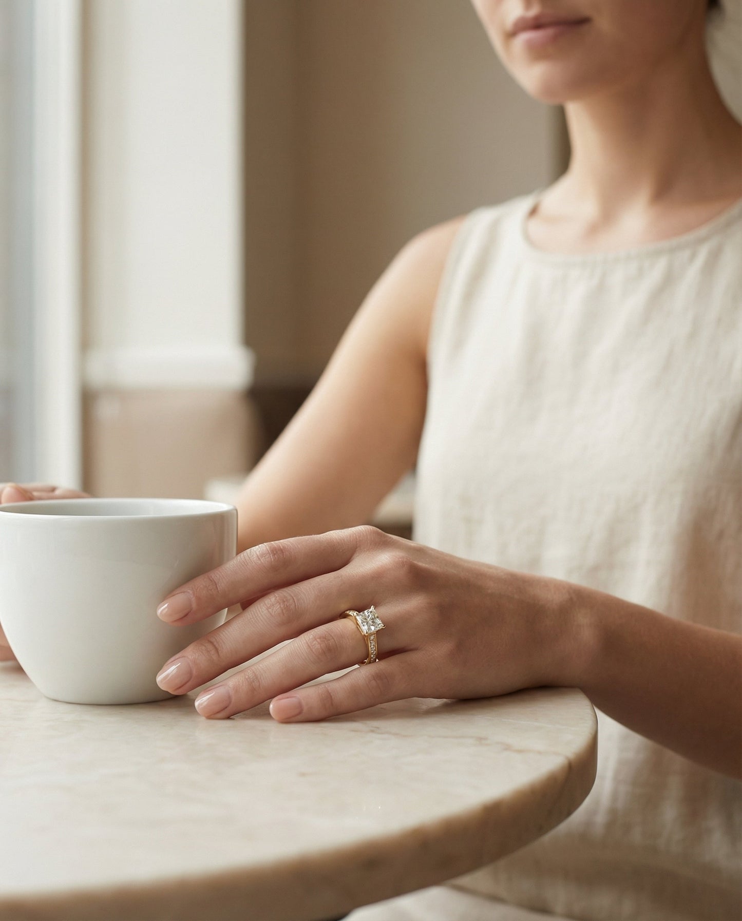 Channel Set Pavé Princess, in 18K Yellow Gold, pave setting – lifestyle shot | RockHer