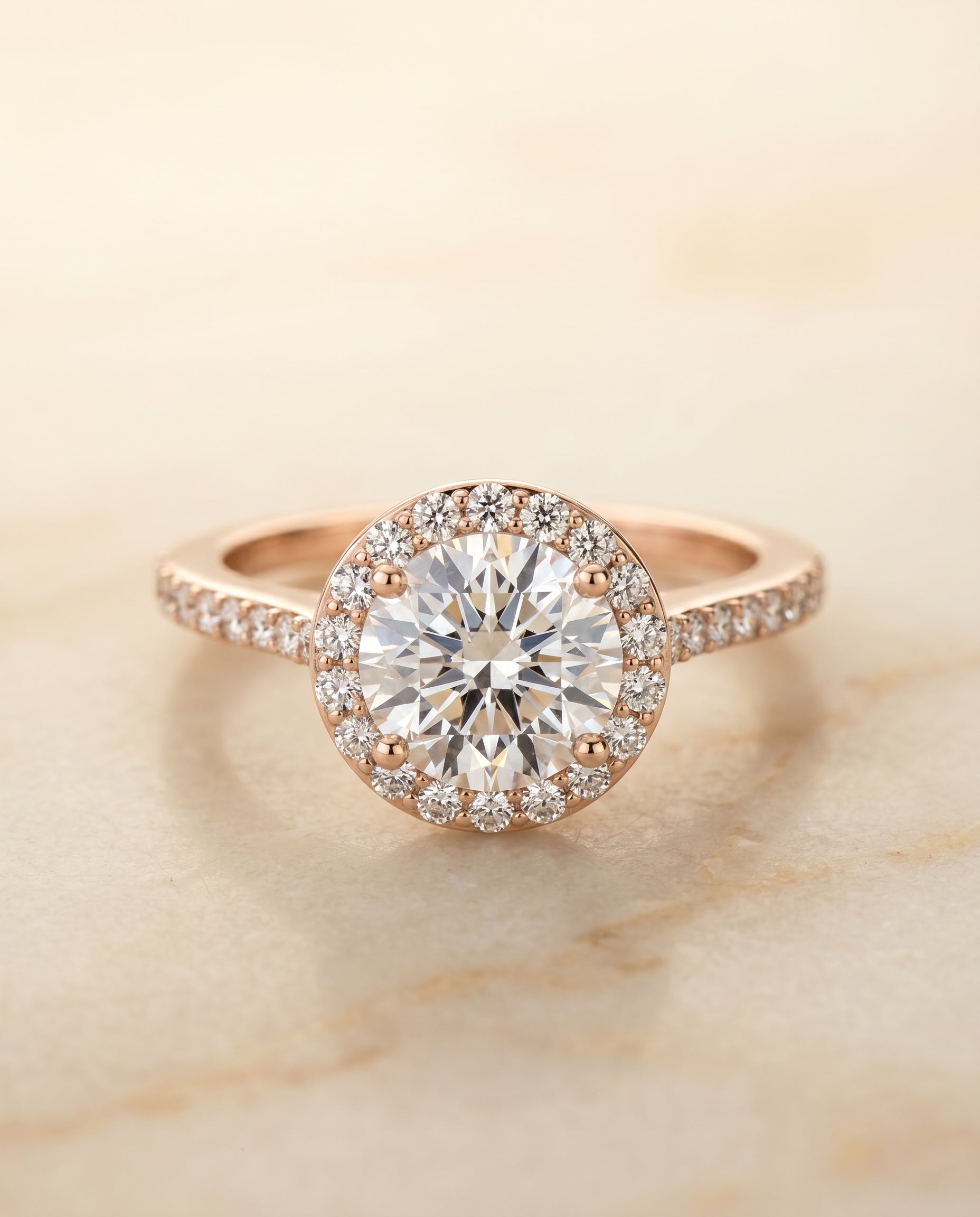 Taylor Select Classic French Pave Halo in 14K Rose Gold – view 1