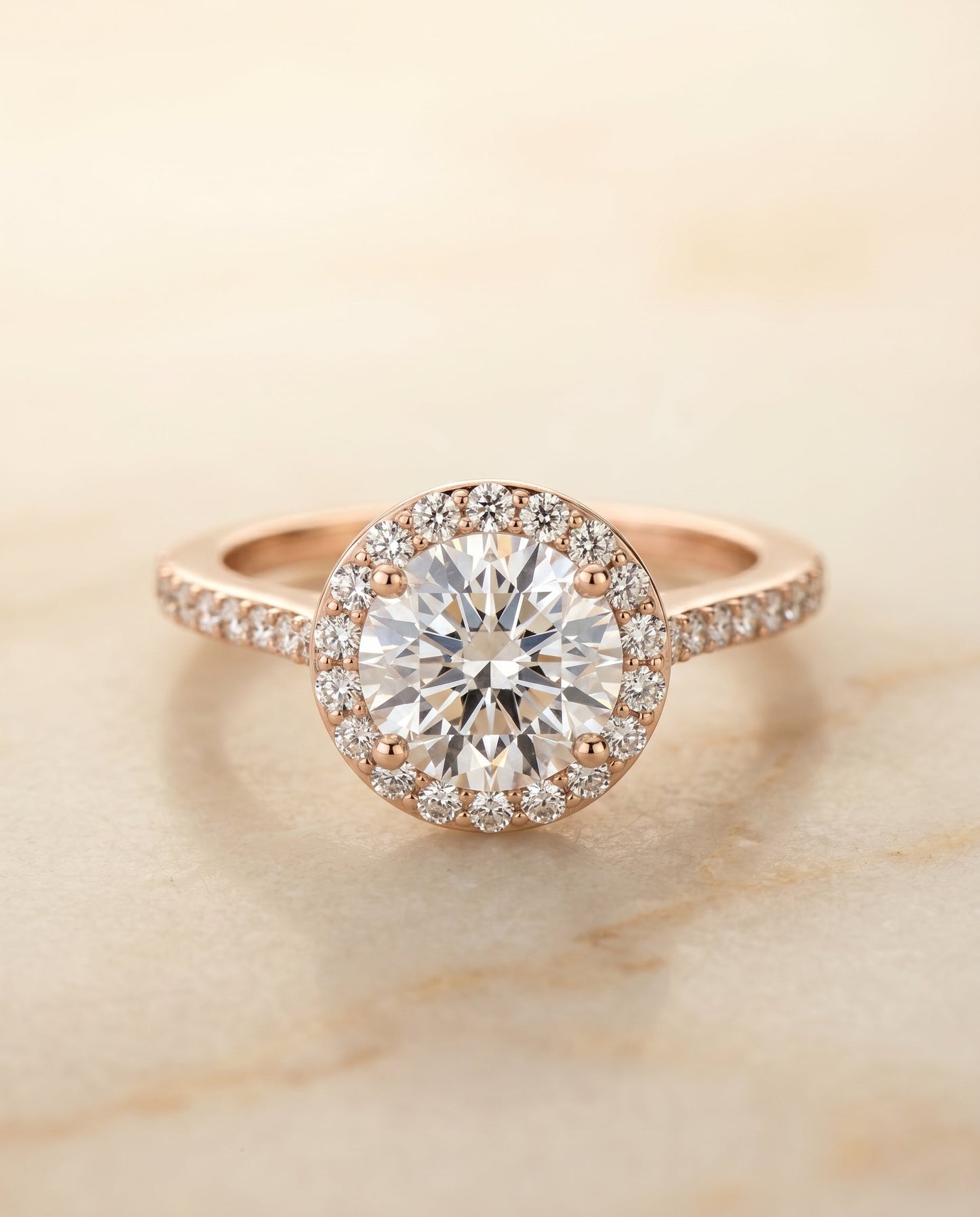 Taylor Select Classic French Pave Halo in 14K Rose Gold – view 1