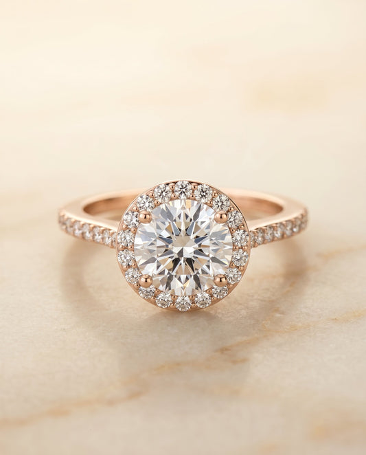 Taylor Select Classic French Pave Halo in 14K Rose Gold – view 1