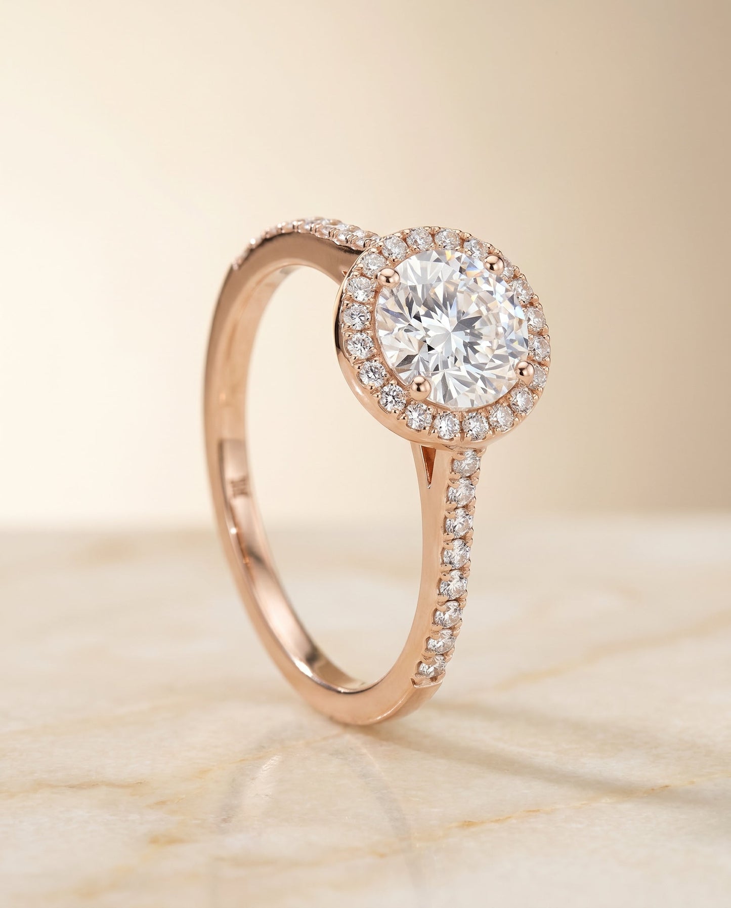 Taylor Select Classic French Pave Halo in 14K Rose Gold – view 2