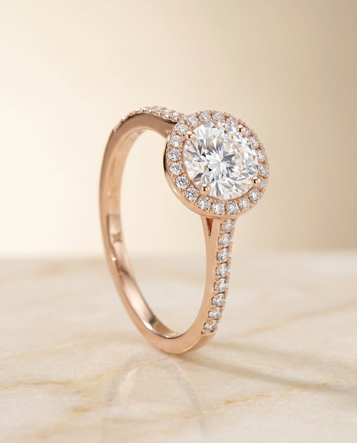 Taylor Select Classic French Pave Halo in 14K Rose Gold – view 2