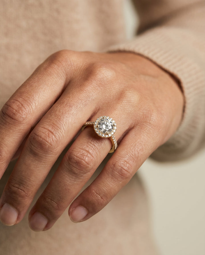 Taylor Select Classic French Pave Halo Oval in 18K Yellow Gold – view 3