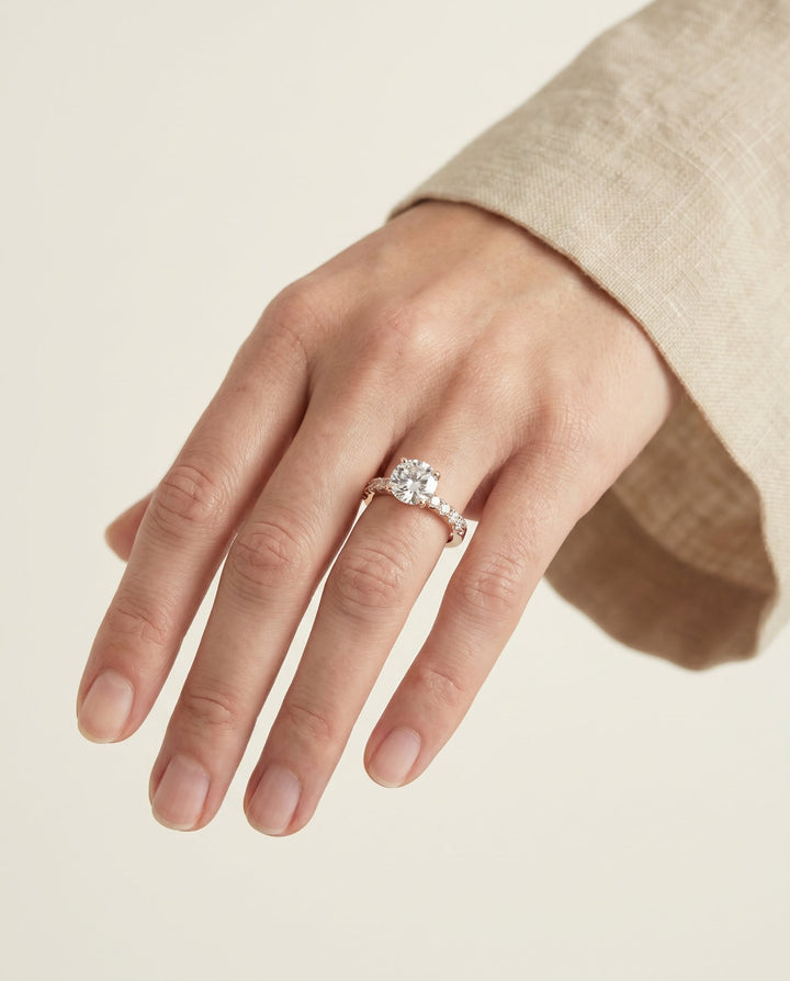 Olivia Select Classic Shared Prong Linear Pave Solitaire in 14K Rose Gold – view 3