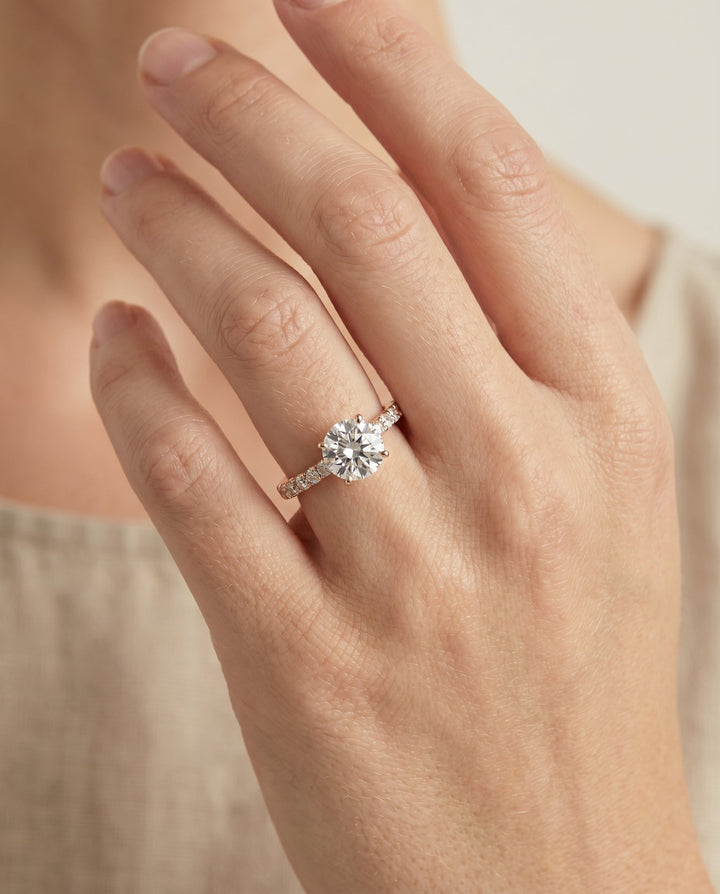 Olivia Select Classic Shared Prong Linear Pave Solitaire in 14K Rose Gold – view 5