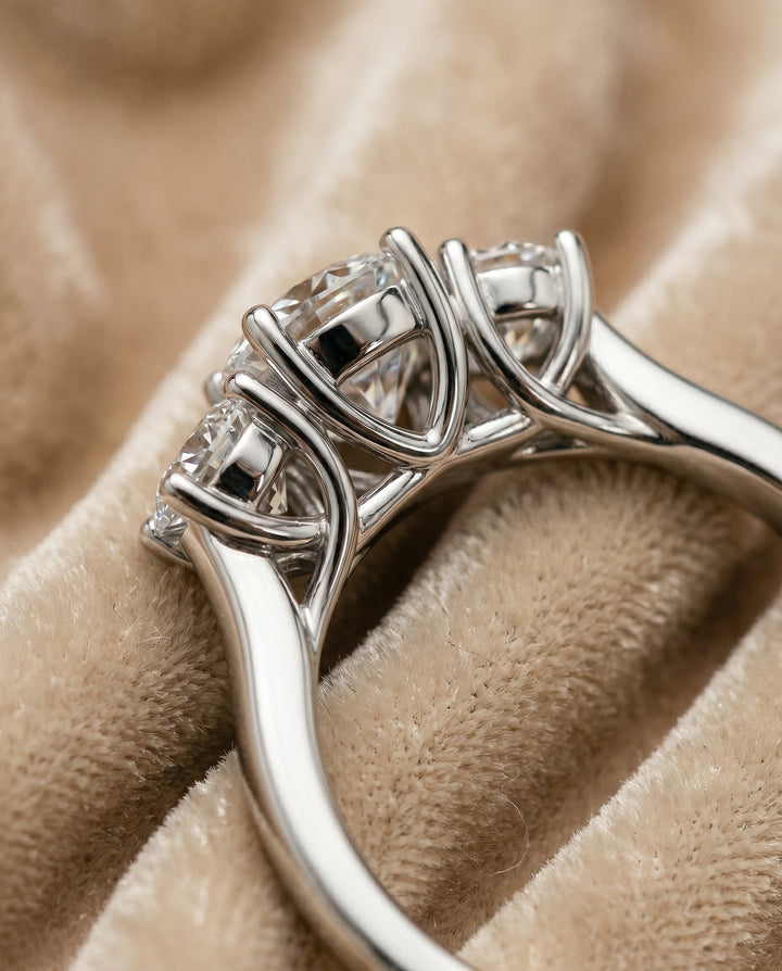Natalie Select Classic Three Stone Solitaire in Platinum – view 4