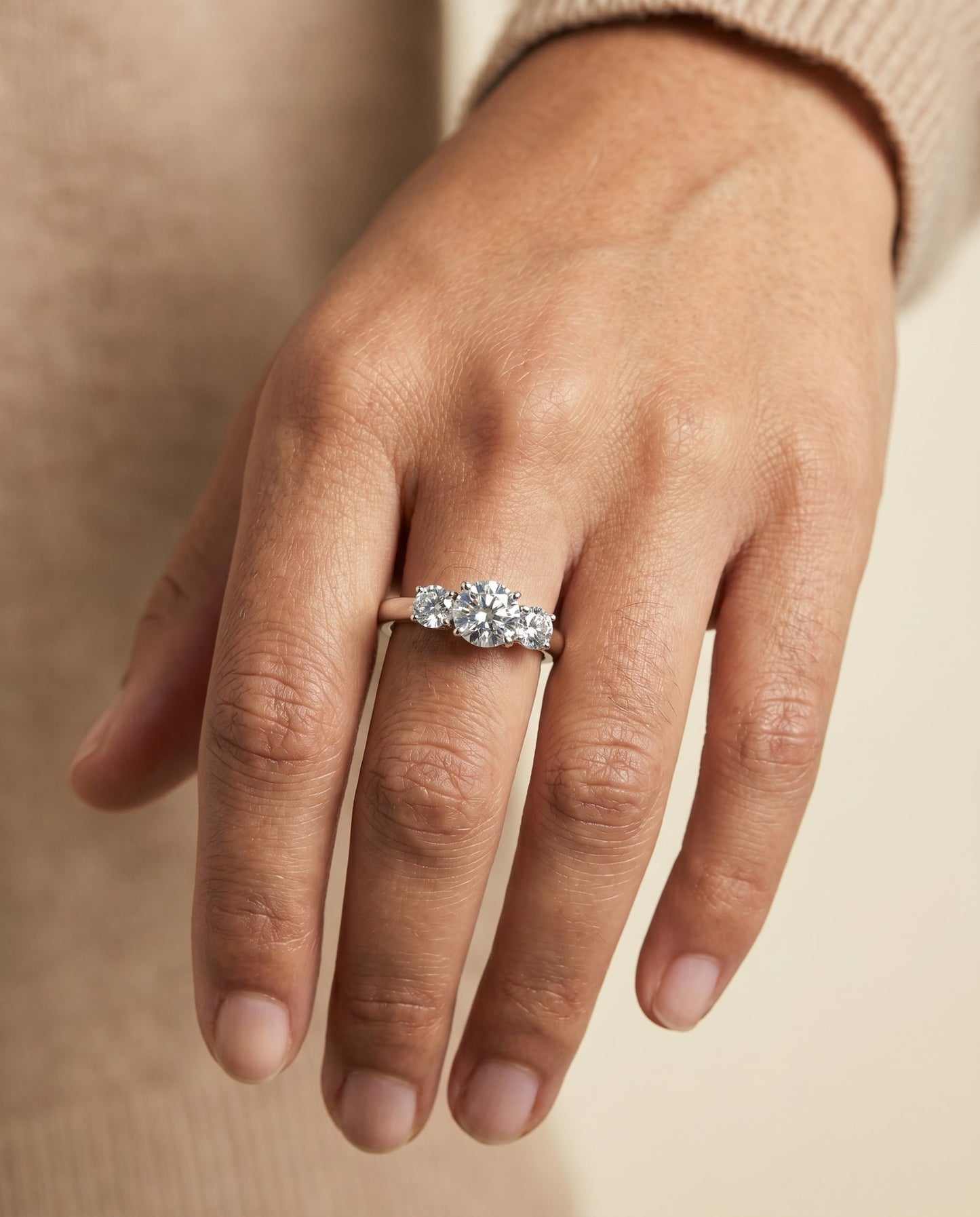 Natalie Select Classic Three Stone Solitaire in Platinum – view 5