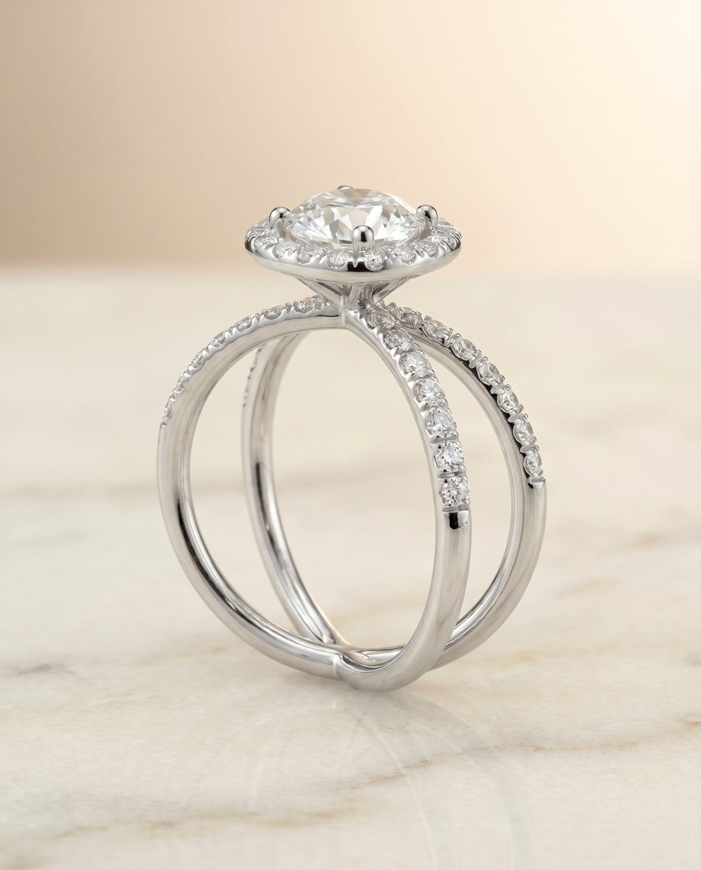 Joan Select Criss Cross Pave Halo in Platinum – view 6