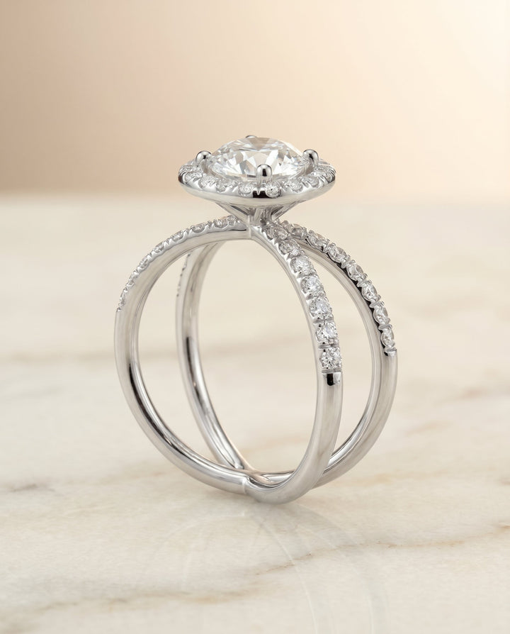 Joan Select Criss Cross Pave Halo in Platinum – view 6