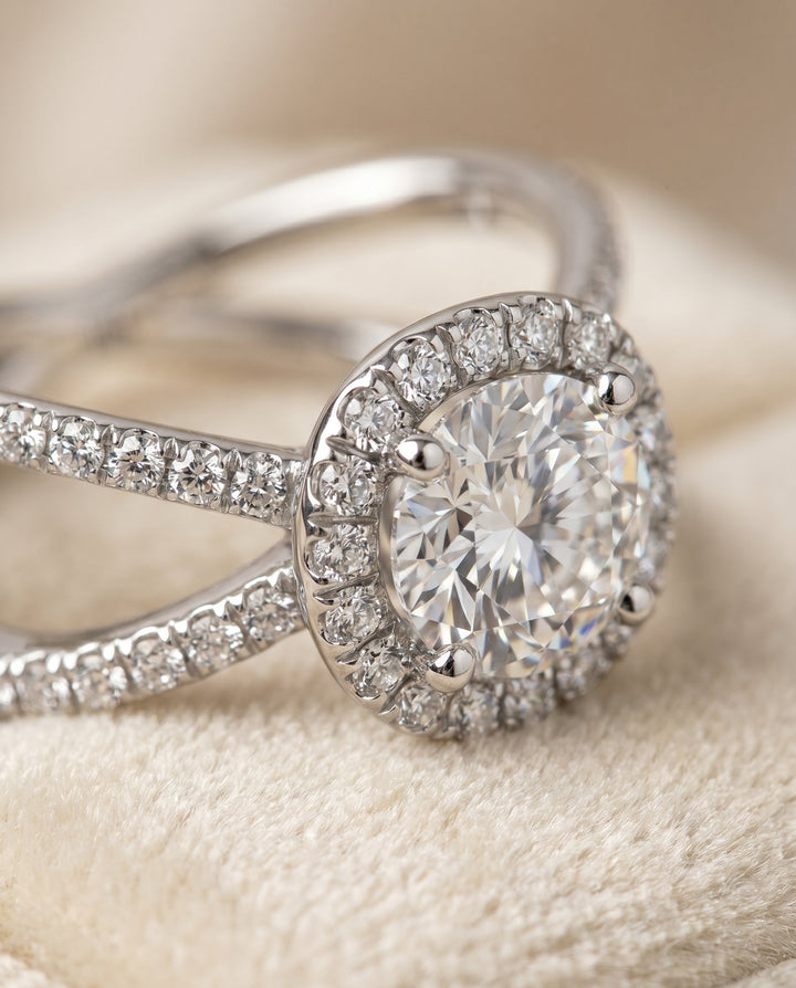 Joan Select Criss Cross Pave Halo in Platinum – view 4