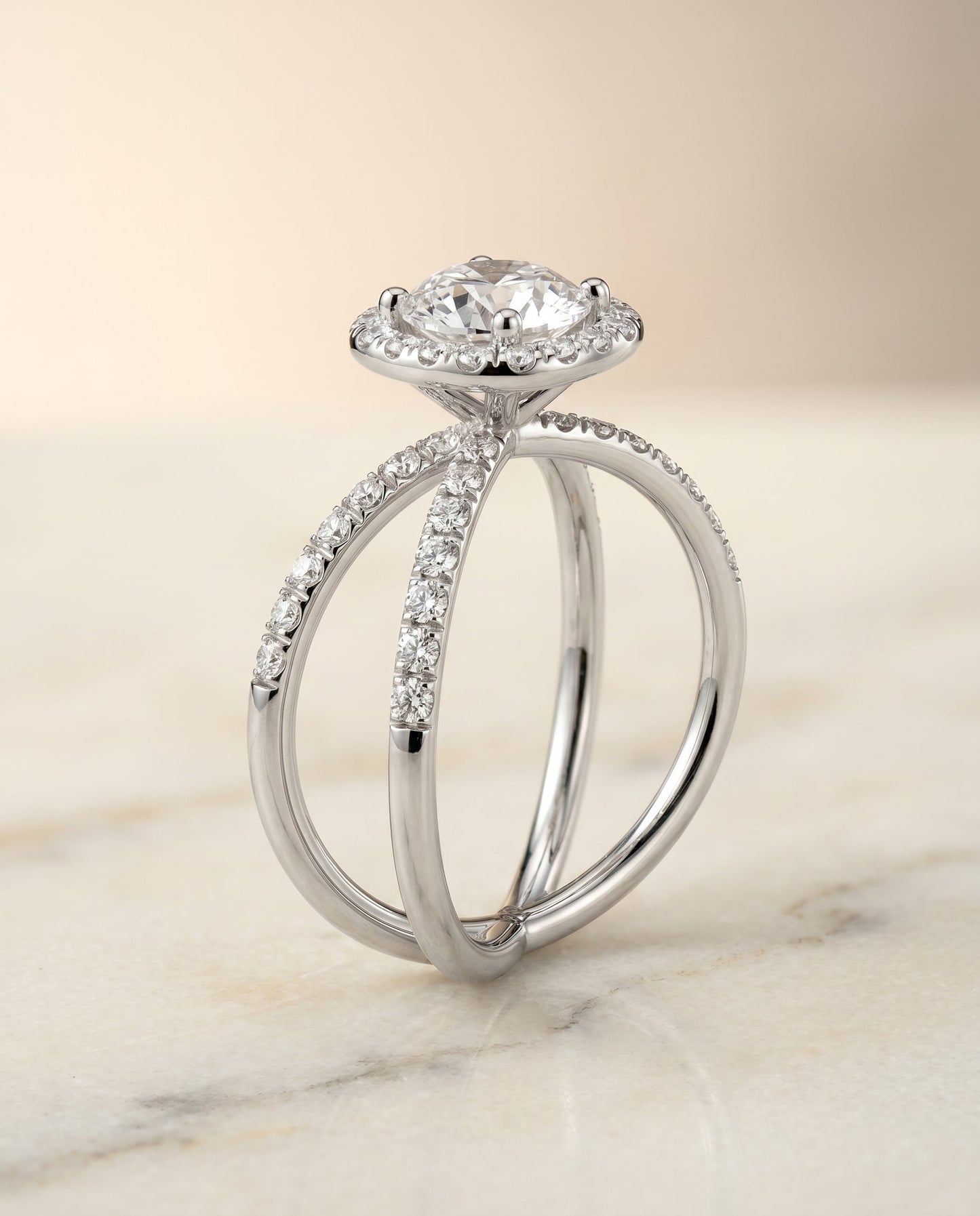 Joan Select Criss Cross Pave Halo in Platinum – view 1
