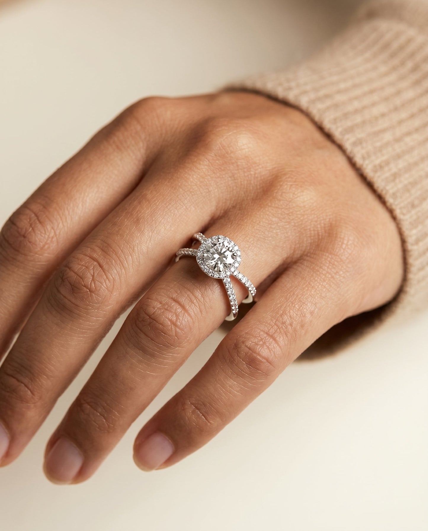 Joan Select Criss Cross Pave Halo in Platinum – view 3