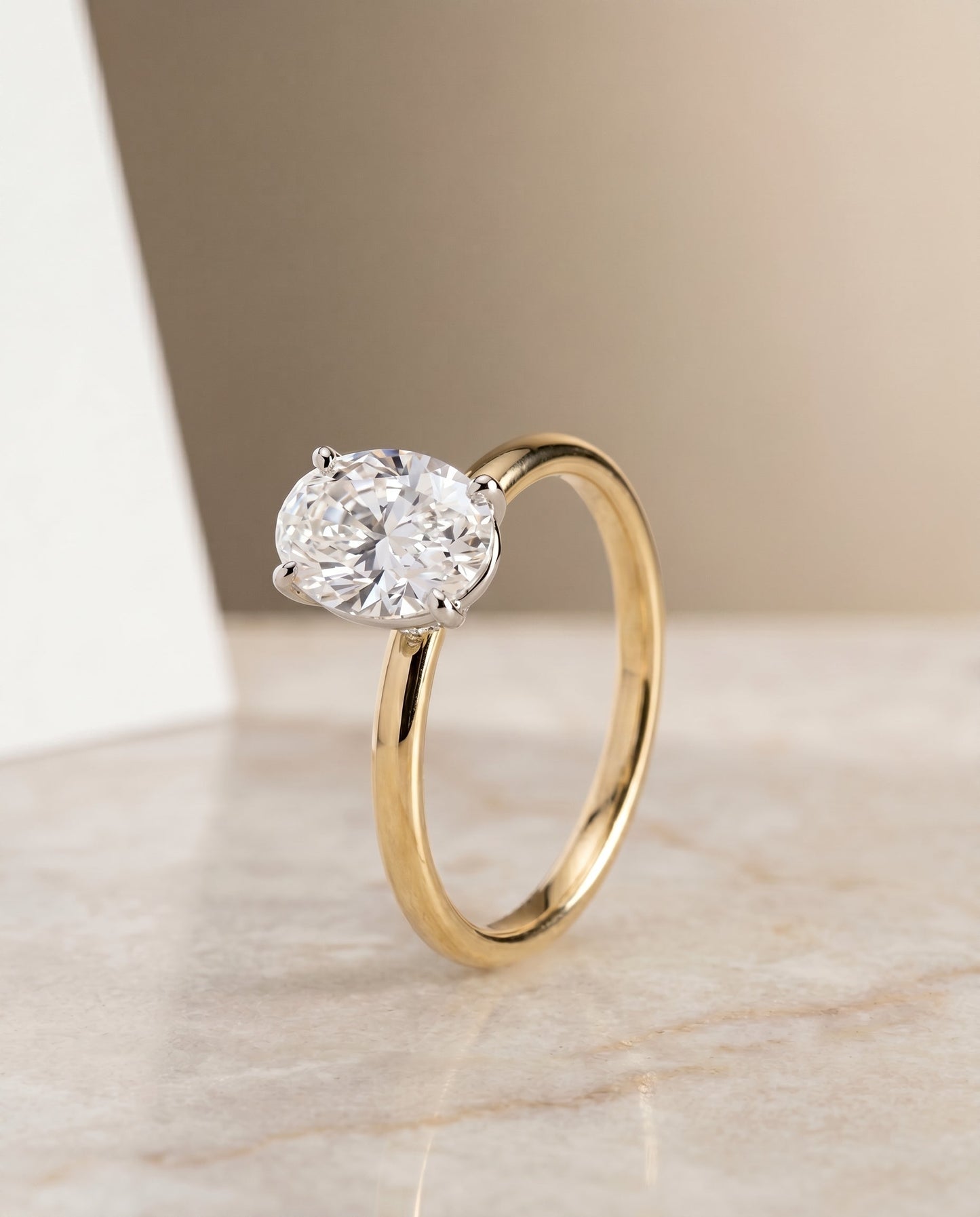 Cyndi Select Curved Hidden Halo Solitaire Oval in 14K Yellow Gold – view 6
