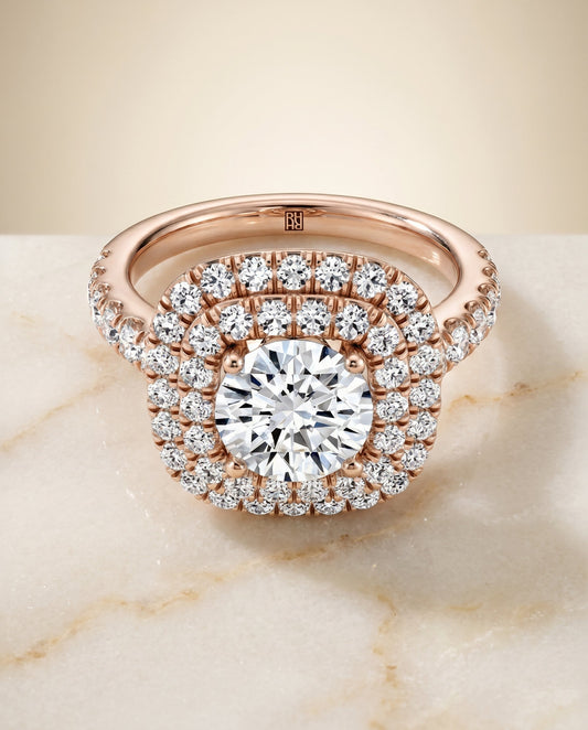 Dixie Select Double Halo French Pave in 14K Rose Gold – view 1