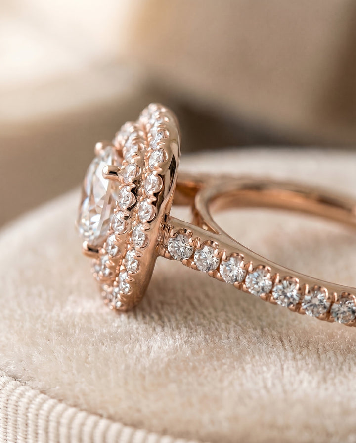 Dixie Select Double Halo French Pave in 14K Rose Gold – view 4