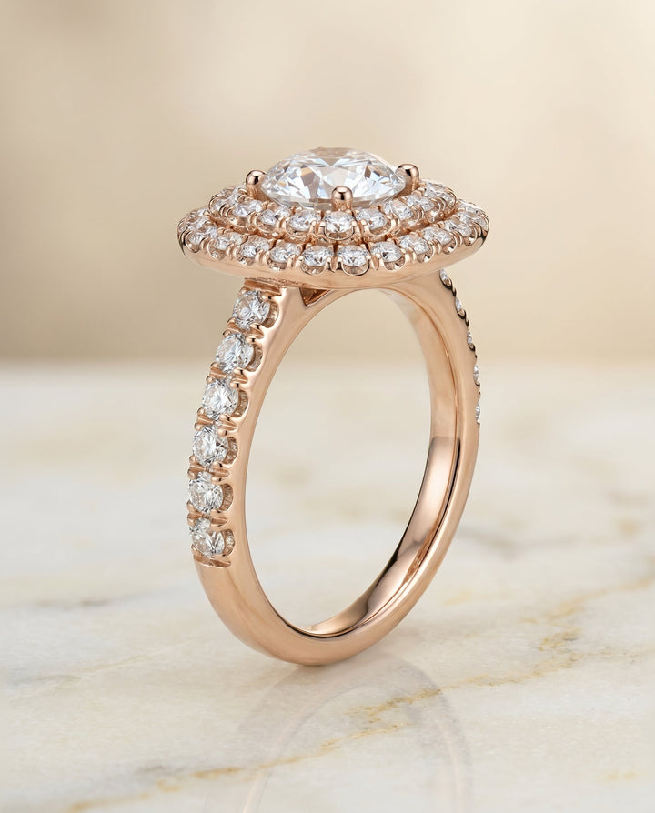 Dixie Select Double Halo French Pave in 14K Rose Gold – view 2
