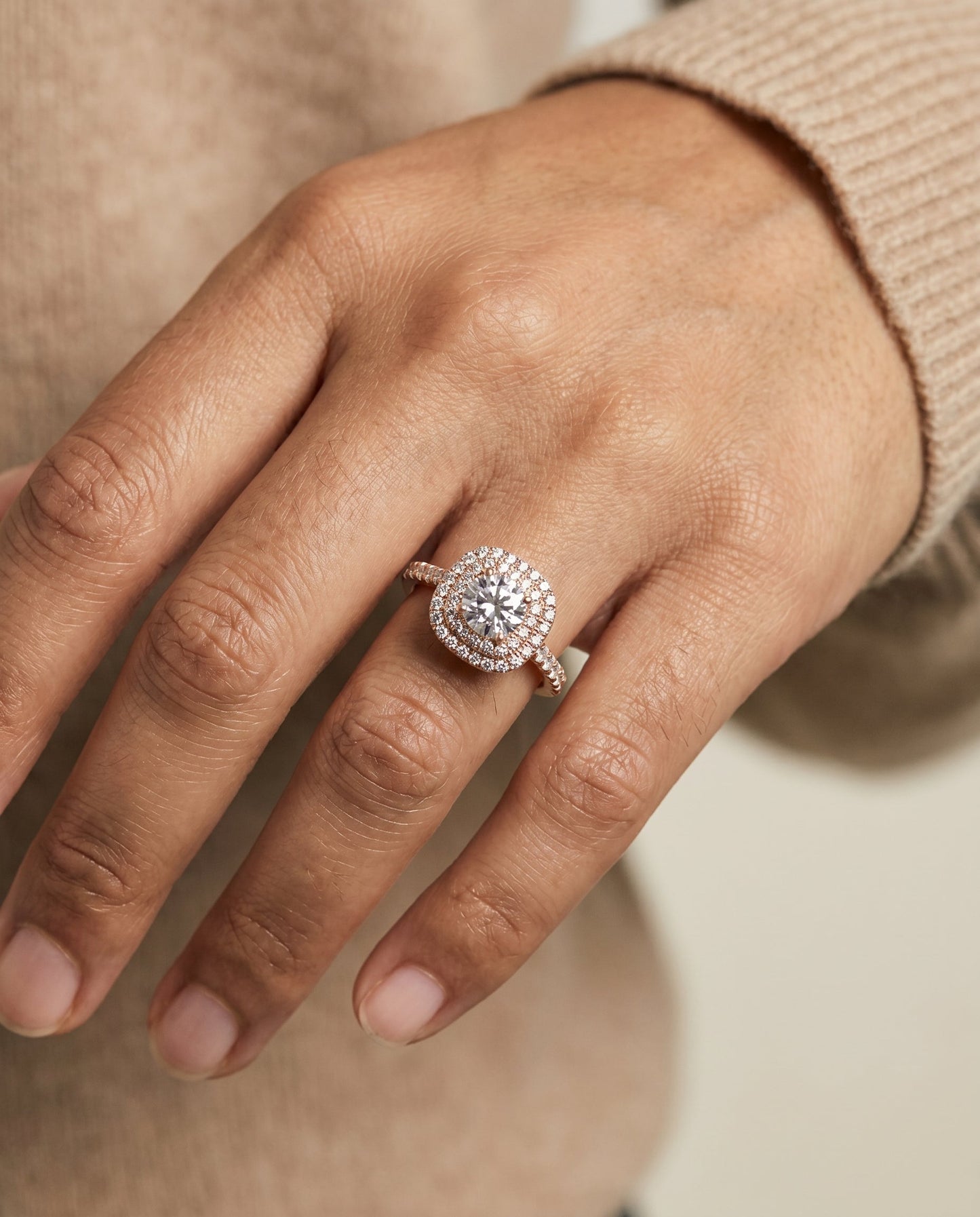 Dixie Select Double Halo French Pave in 14K Rose Gold – view 3