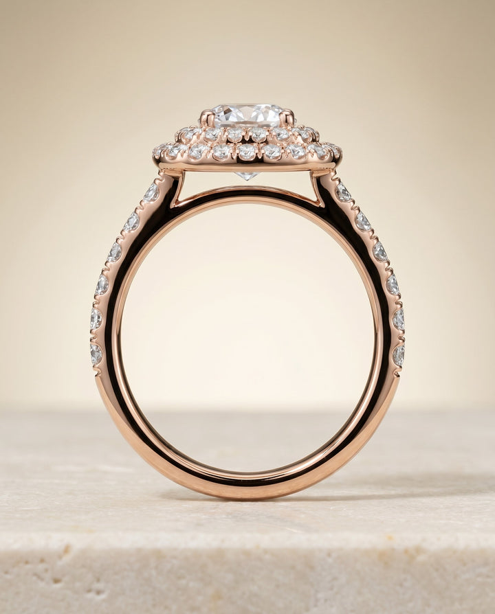 Dixie Select Double Halo French Pave in 14K Rose Gold – view 6