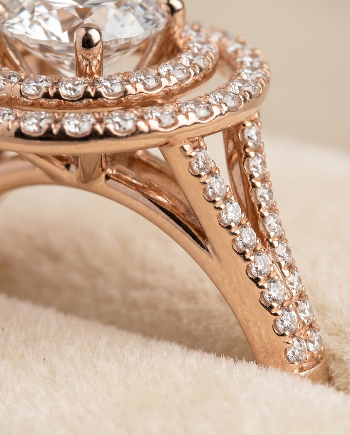 Nedda Select Double Halo Split Shank Pave in 14K Rose Gold – view 4