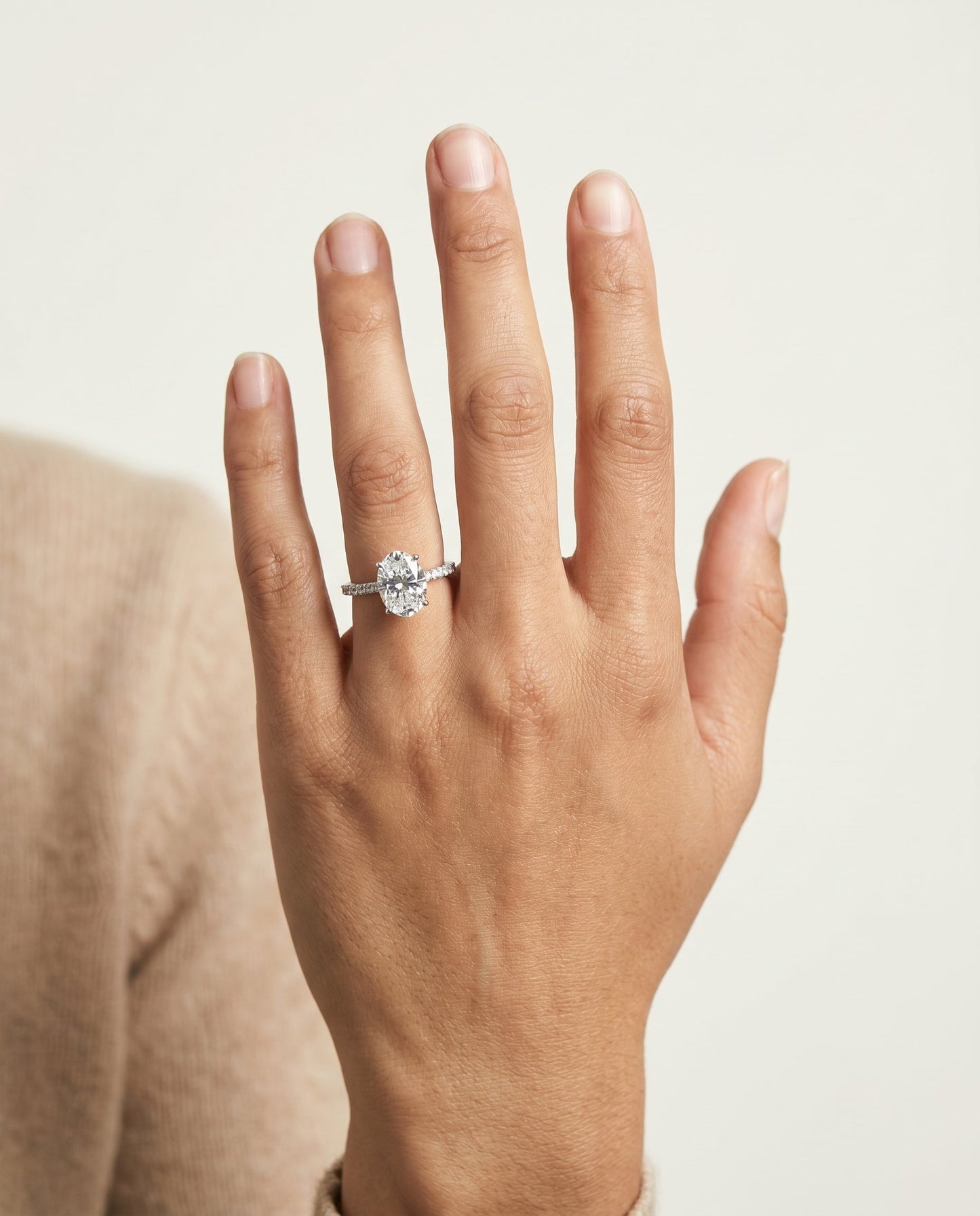 The Abbey Hidden Halo Solitaire Engagement Ring Setting for Oval Diamonds in Platinum