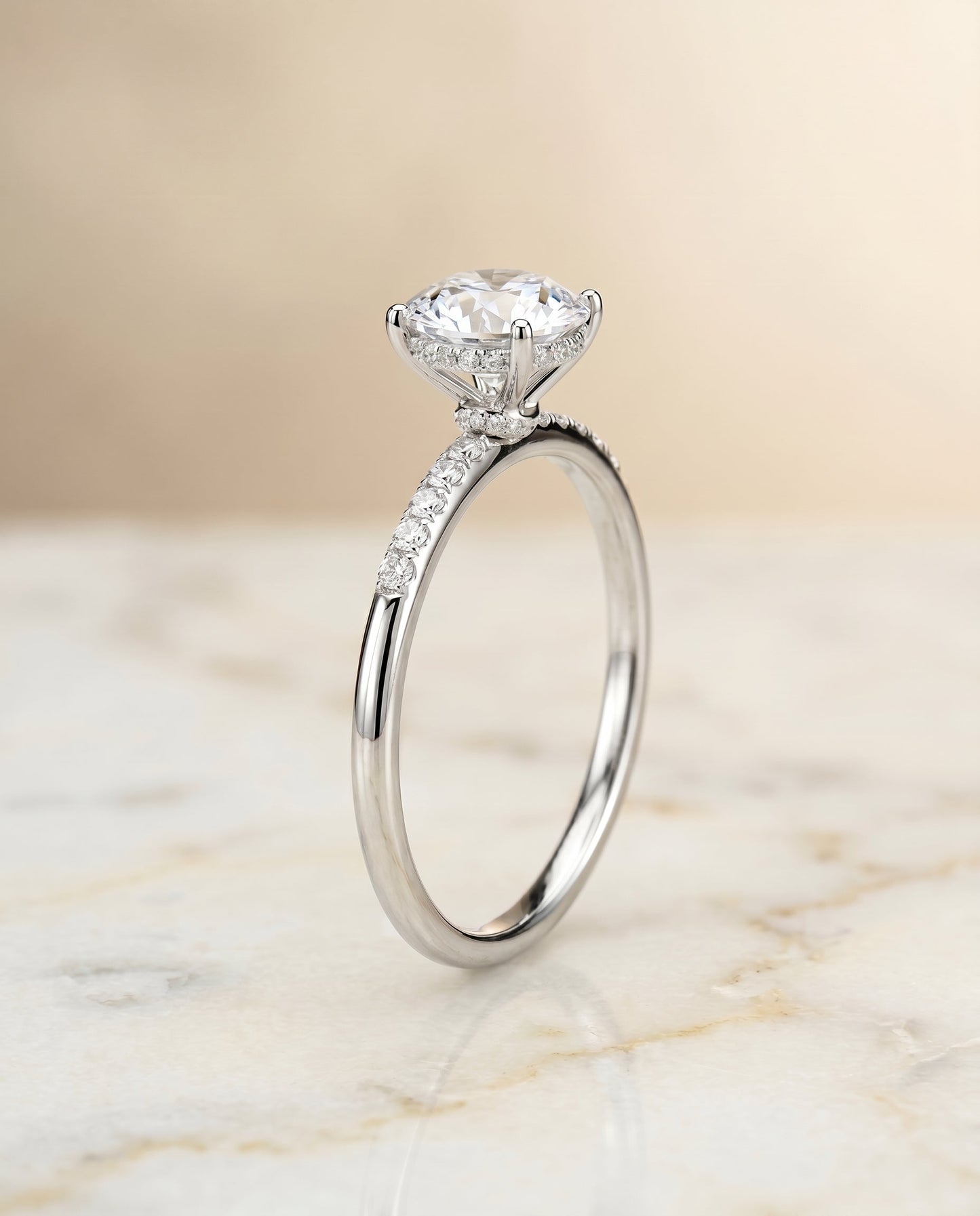 The Abbey Hidden Halo Solitaire Engagement Ring Setting for Round Diamonds in Platinum