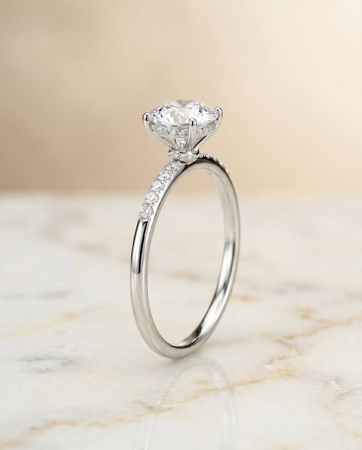 Abbey Select Double Hidden Halo Solitaire Oval in 18K White Gold – view 2
