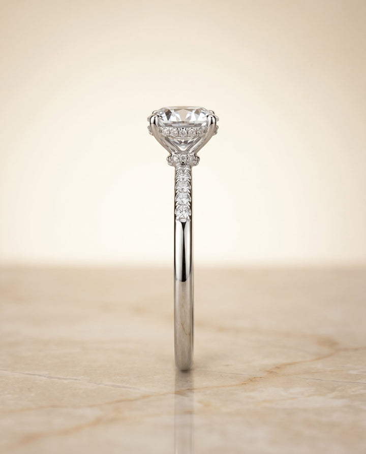 Abbey Select Double Hidden Halo Solitaire Oval in Platinum – view 6