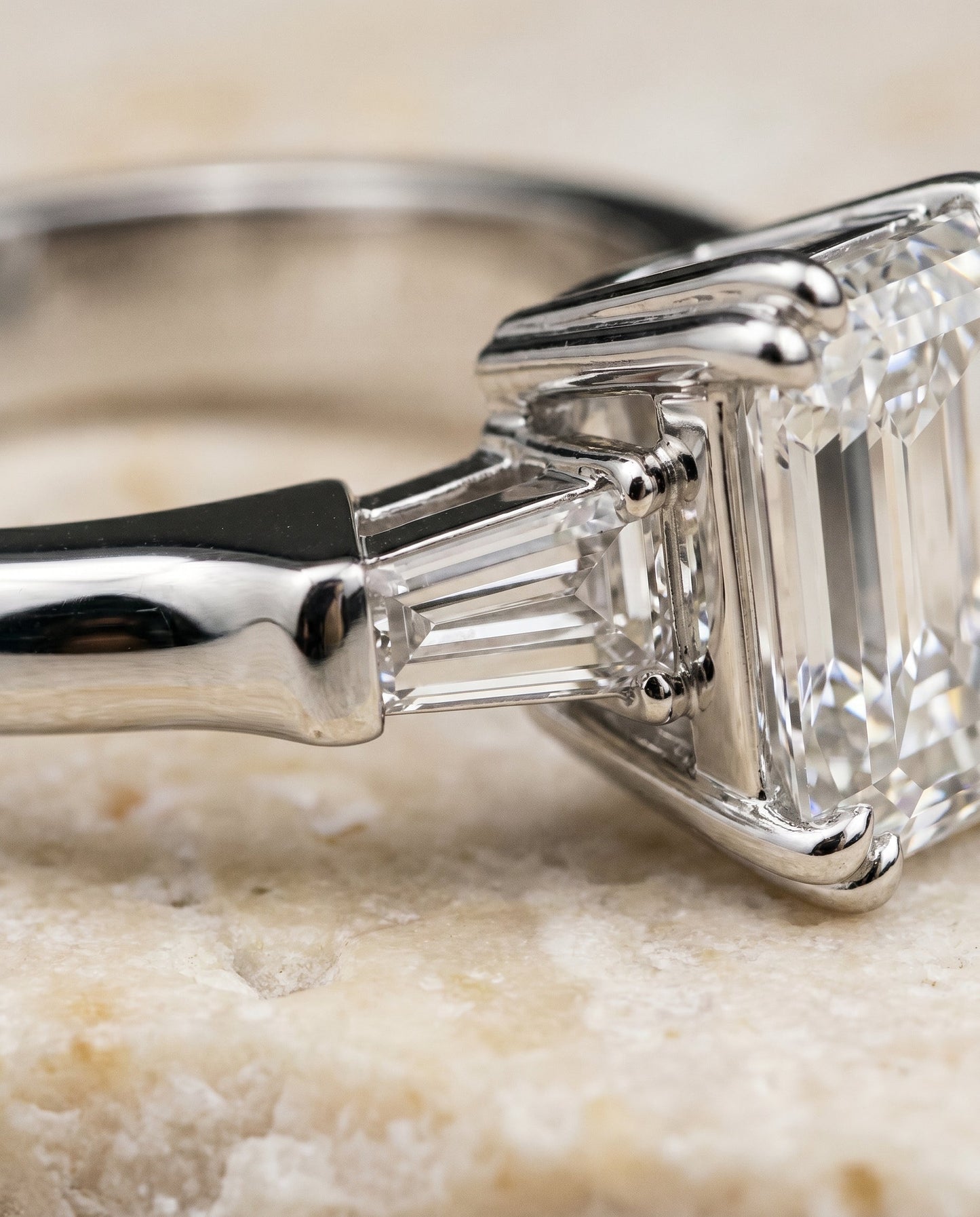 Lily Select Double Prong Tapered Baguette Three Stone Emerald Cut Solitaire in 1 – view 4