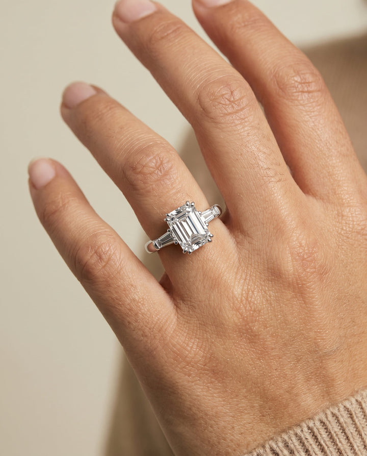 Lily Select Double Prong Tapered Baguette Three Stone Emerald Cut Solitaire in 1 – view 5