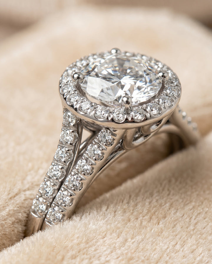 Toni Select Double Row Split Shank Halo in Platinum – view 4