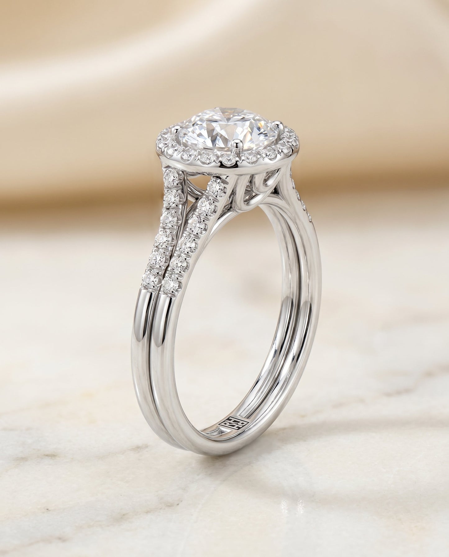 Toni Select Double Row Split Shank Halo in Platinum – view 1