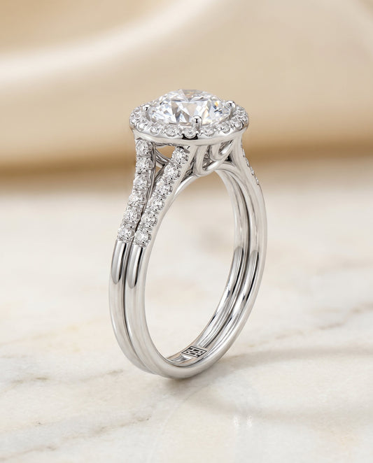 Toni Select Double Row Split Shank Halo in Platinum – view 1