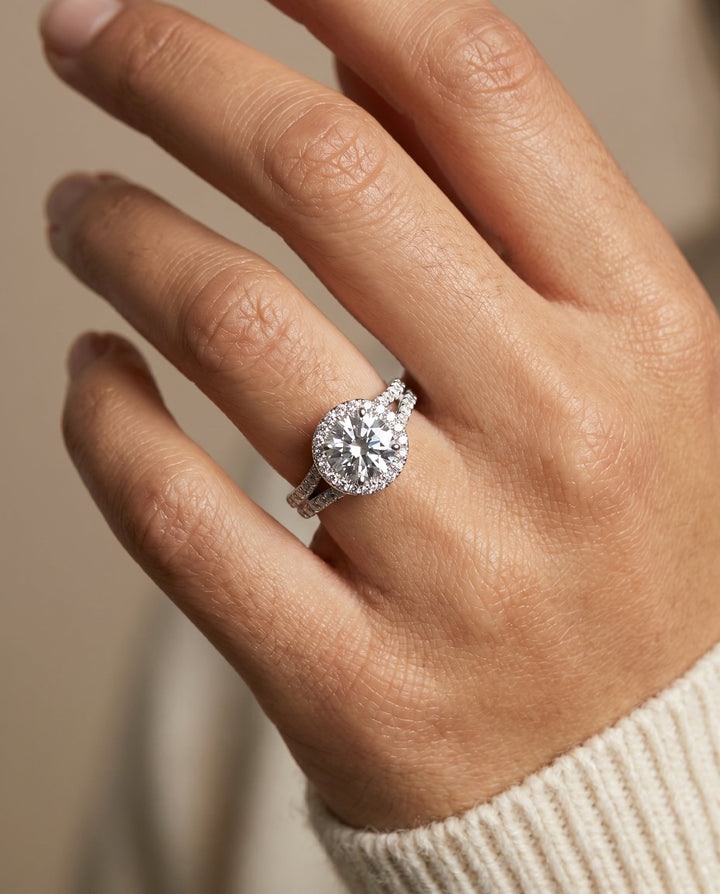 Toni Select Double Row Split Shank Halo in Platinum – view 3