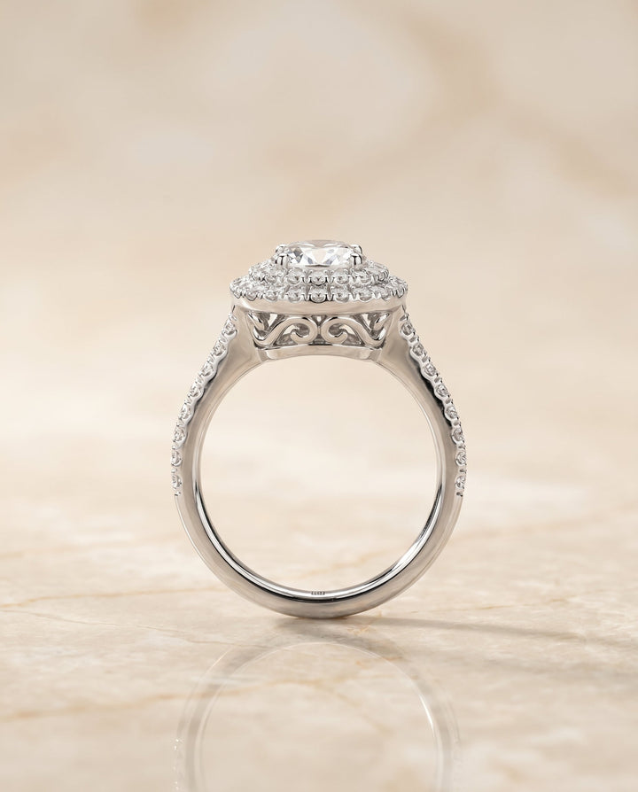 Britney Select Double Scalloped Pave Halo Oval in Platinum – view 6