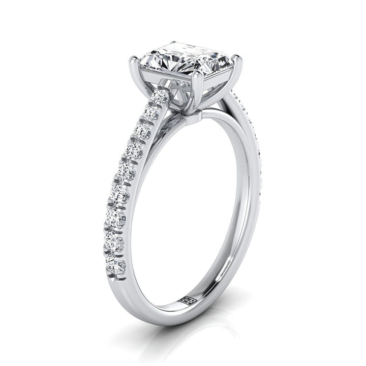 Cathedral French Pavé Solitaire Radiant, in Platinum, pave setting – view 9 | RockHer