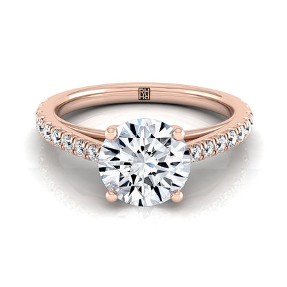 ตัวเรือนแหวนหมั้นเพชร Donna ทรงกลม ฝังปาเว่ ทองคำชมพู 14K จาก RockHer