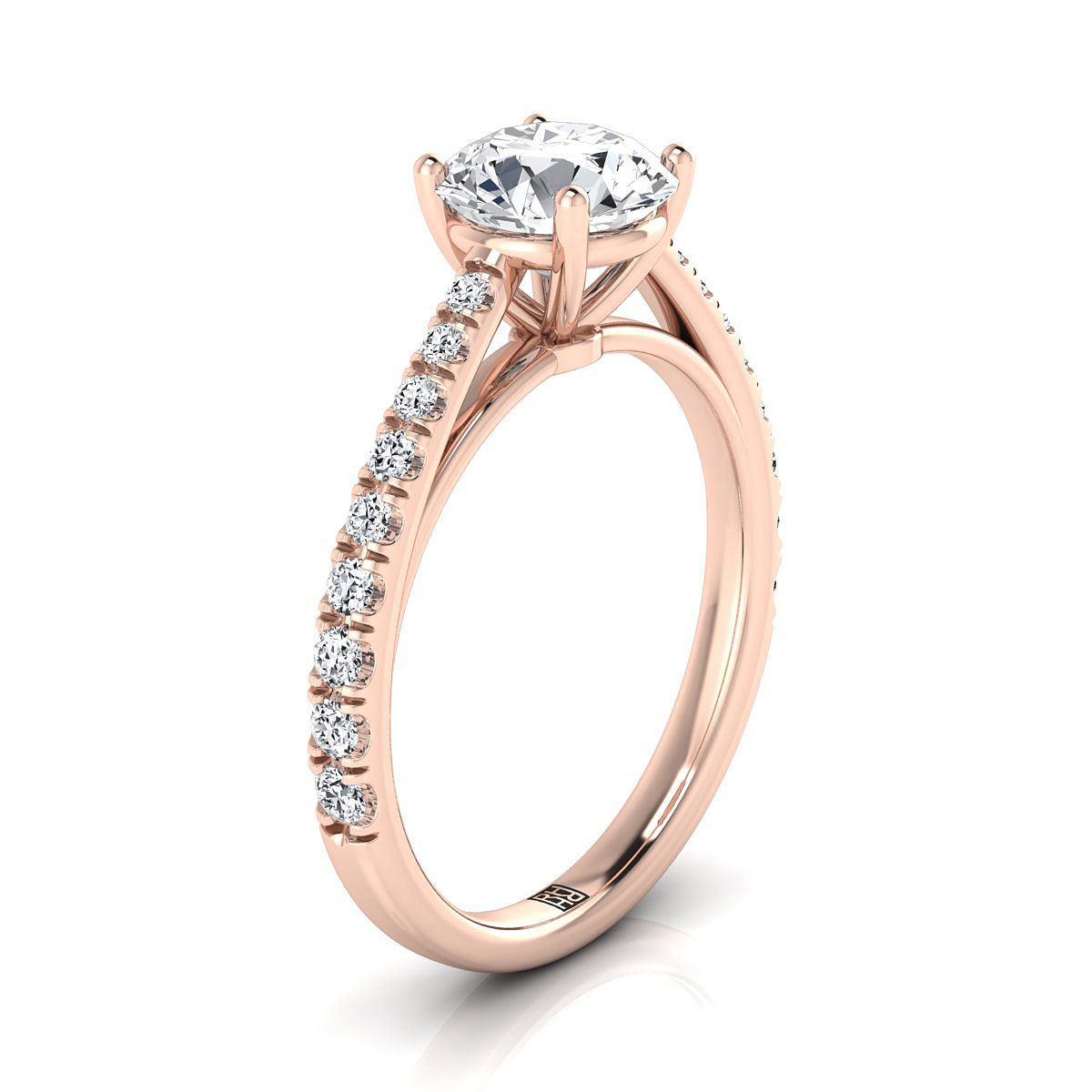ตัวเรือนแหวนหมั้นเพชร Donna ทรงกลม ฝังปาเว่ ทองคำชมพู 14K จาก RockHer