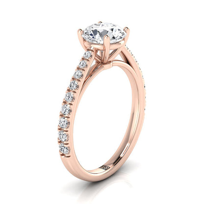 ตัวเรือนแหวนหมั้นเพชร Donna ทรงกลม ฝังปาเว่ ทองคำชมพู 14K จาก RockHer