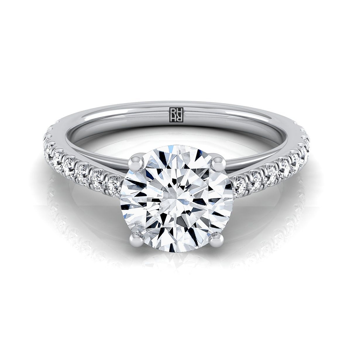 ตัวเรือนแหวนหมั้นเพชร Donna ทรงกลม ฝังปาเว่ ทองคำขาว 18K จาก RockHer